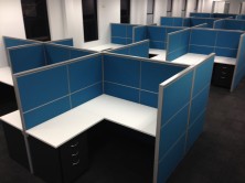 1500 High Staxis Tile Based Screens. 3 X 500mm Fabric Tiles. Ecotech Desks And Returns